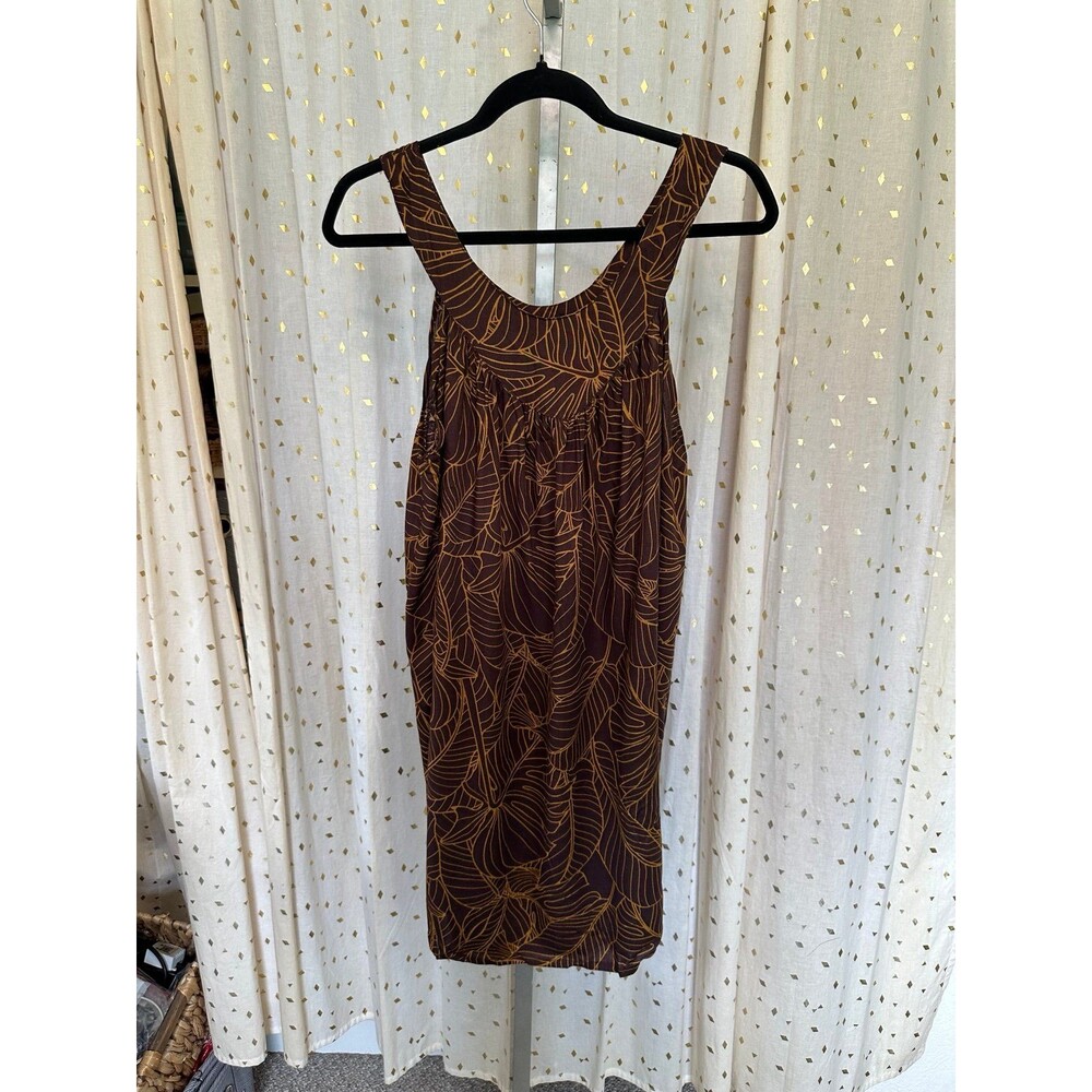 NWOT Hula Bay Big Girls Hawaiian Tropical Leaves Brown Sleeveless Sundress L 14